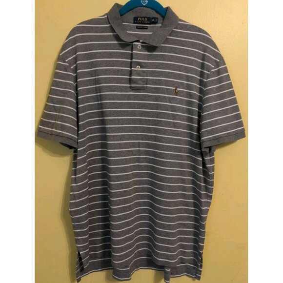 Ralph Lauren Other - Polo Ralph Lauren Men's Golf Shirt Sz XL Gray White Stripe Pima Soft Cotton Nice